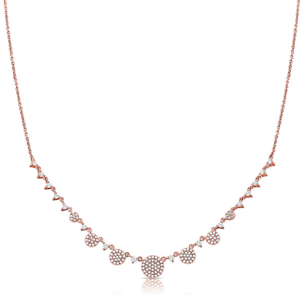 14K Rose Gold Diamond Disc Graduating Necklace