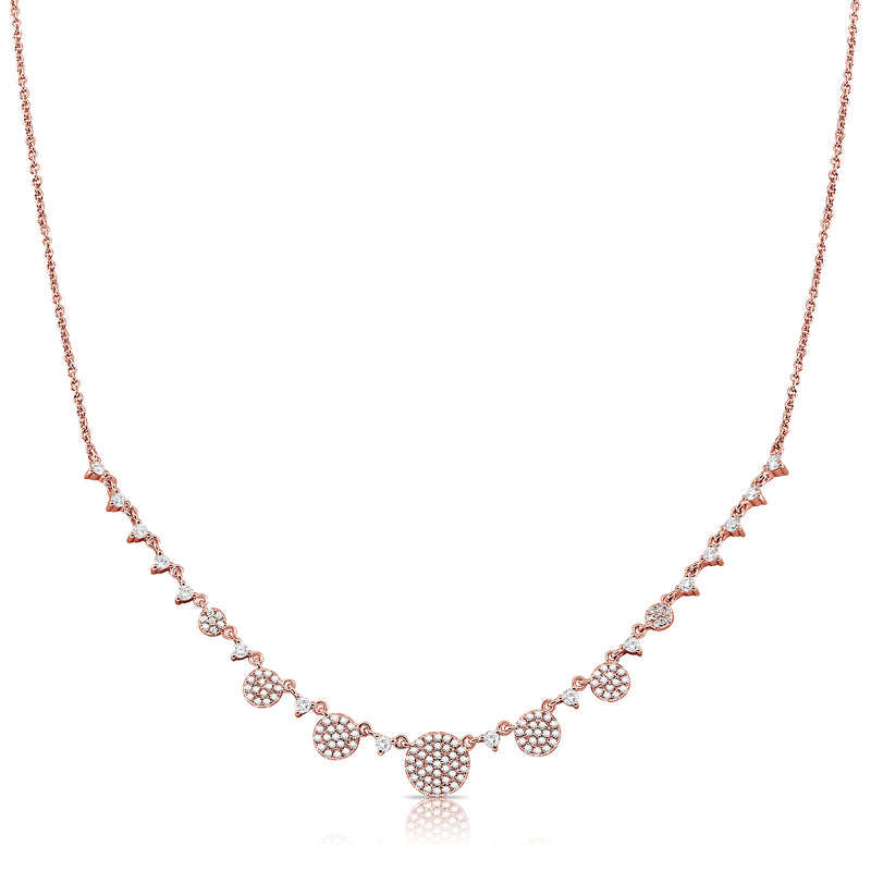 14K Rose Gold Diamond Disc Graduating Necklace