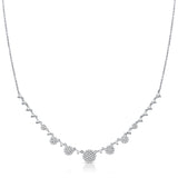 14K White Gold Diamond Disc Graduating Necklace