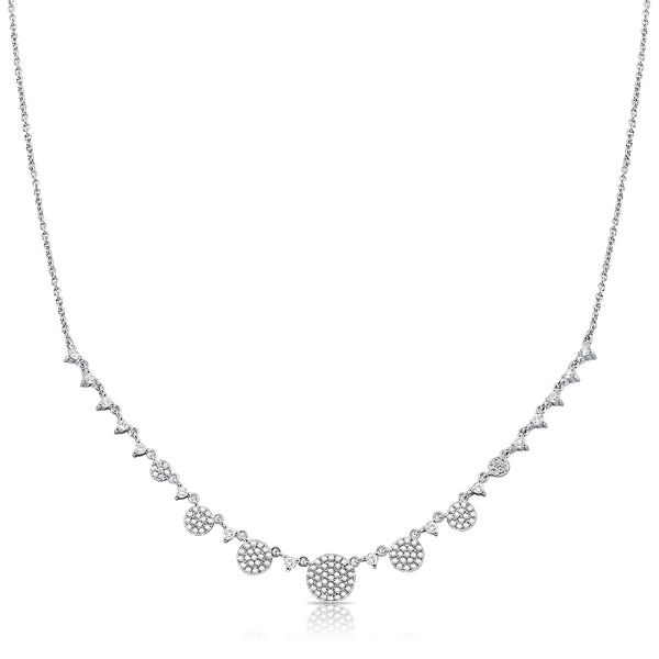 14K White Gold Diamond Disc Graduating Necklace-Necklaces-Maurice's Jewelers-WHITE GOLD-
