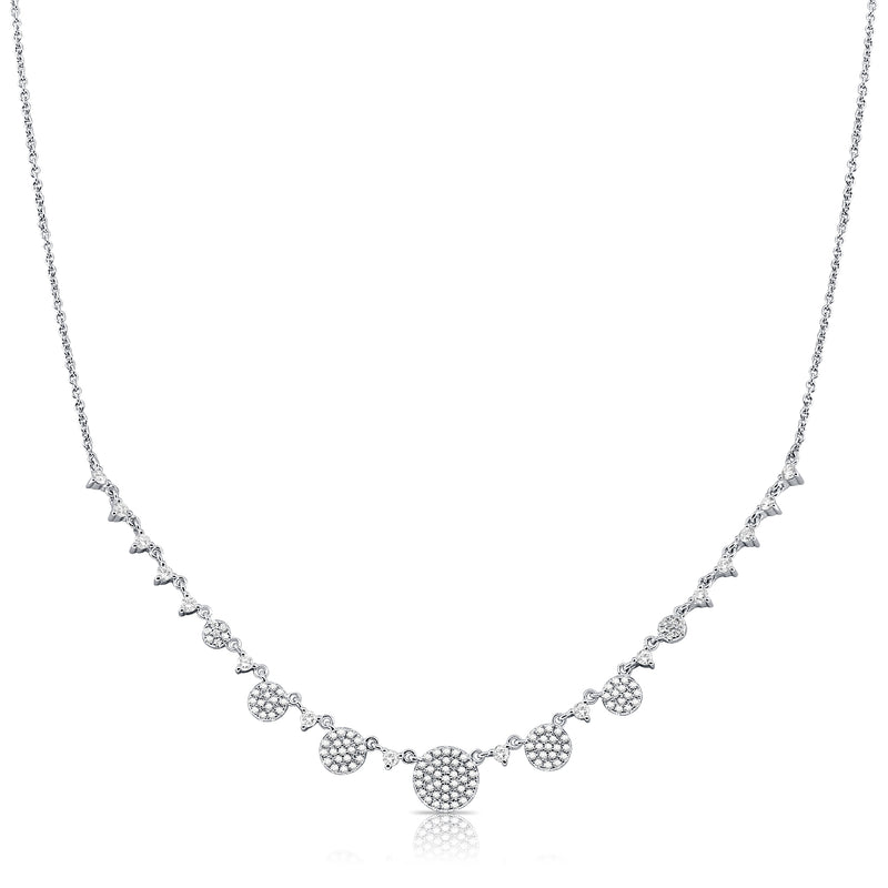 14K White Gold Diamond Disc Graduating Necklace-Necklaces-Maurice's Jewelers-WHITE GOLD-