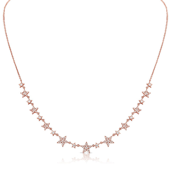 14K White Gold Diamond Star Necklace-Necklaces-aaron jewelry-ROSE GOLD-