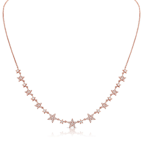 14K White Gold Diamond Star Necklace