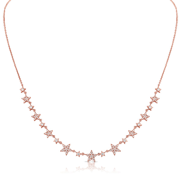 14K Rose Gold Diamond Star Necklace-Necklaces-Maurice's Jewelers-ROSE GOLD-