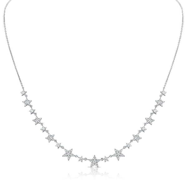 14K White Gold Diamond Star Necklace