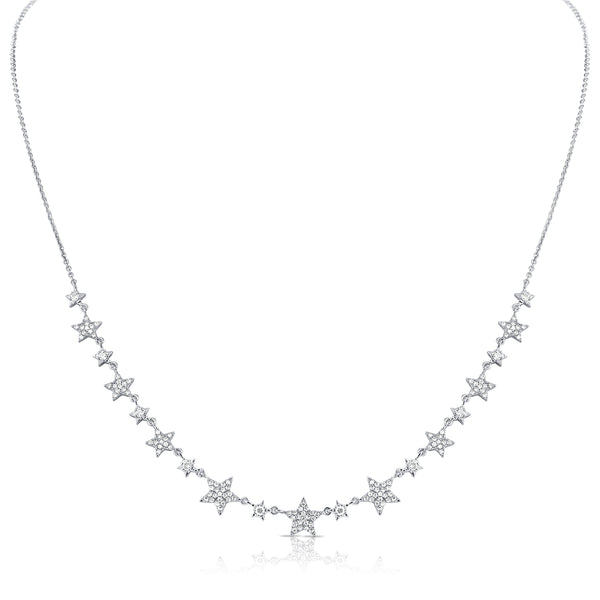 14K Rose Gold Diamond Star Necklace-Necklaces-Maurice's Jewelers-WHITE GOLD-
