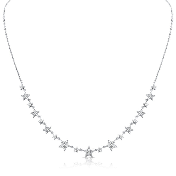 14K Yellow Gold Diamond Star Necklace-Necklaces-aaron jewelry-WHITE GOLD-