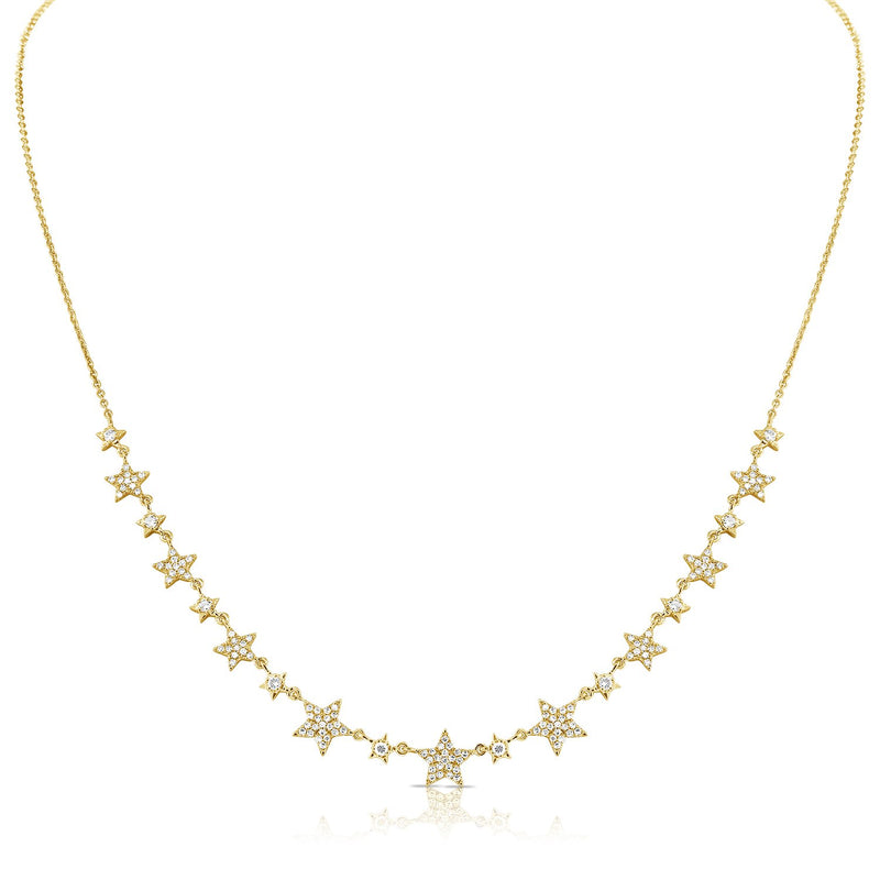 14K White Gold Diamond Star Necklace