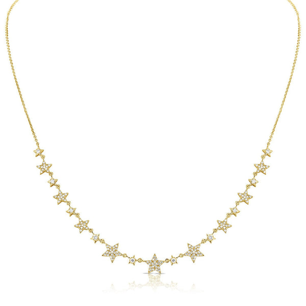 14K Yellow Gold Diamond Star Necklace