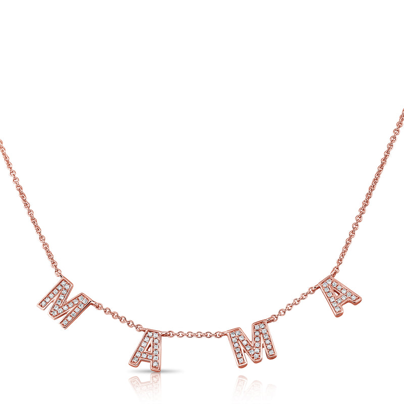 14K Rose Gold Diamond "Mama" Necklace