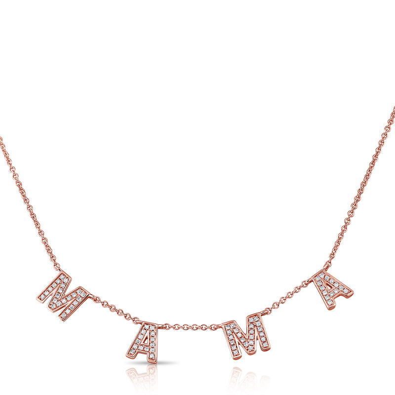 14K White Gold Diamond "Mama" Necklace-Necklaces-Maurice's Jewelers-ROSE GOLD-