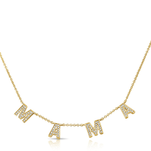 14K Rose Gold Diamond "Mama" Necklace-Necklaces-Maurice's Jewelers-YELLOW GOLD-