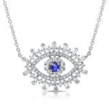 14K Rose Gold Diamond + Sapphire Evil Eye Necklace-Necklaces-Maurice's Jewelers-WHITE GOLD-