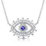 14K Rose Gold Diamond + Sapphire Evil Eye Necklace