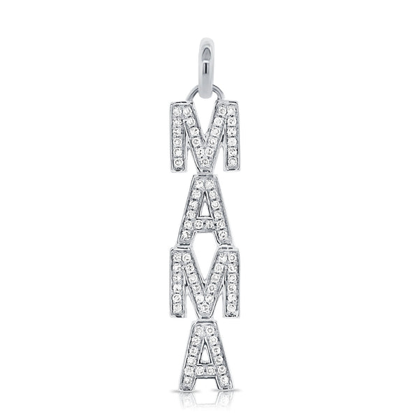 14K White Gold Diamond Mama Pendant-Charms & Pendants-Maurice's Jewelers-WHITE GOLD-NO CHAIN-