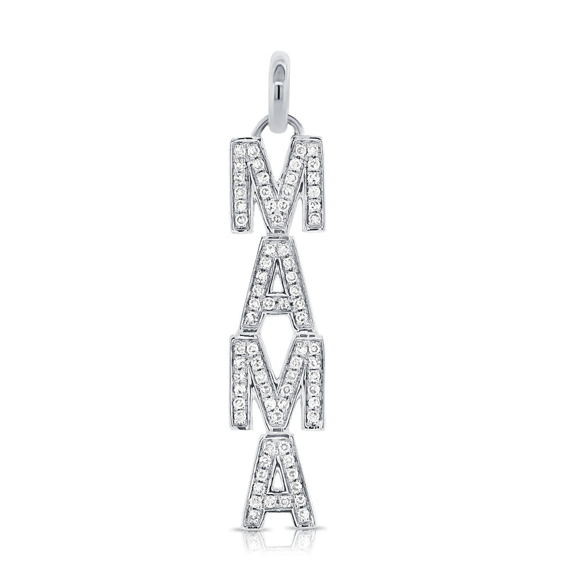 14K White Gold Diamond Mama Pendant-Charms & Pendants-Maurice's Jewelers-WHITE GOLD-NO CHAIN-
