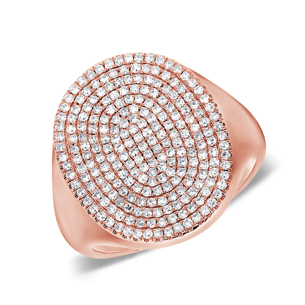 14K Rose Gold Diamond Pave Oval Ring