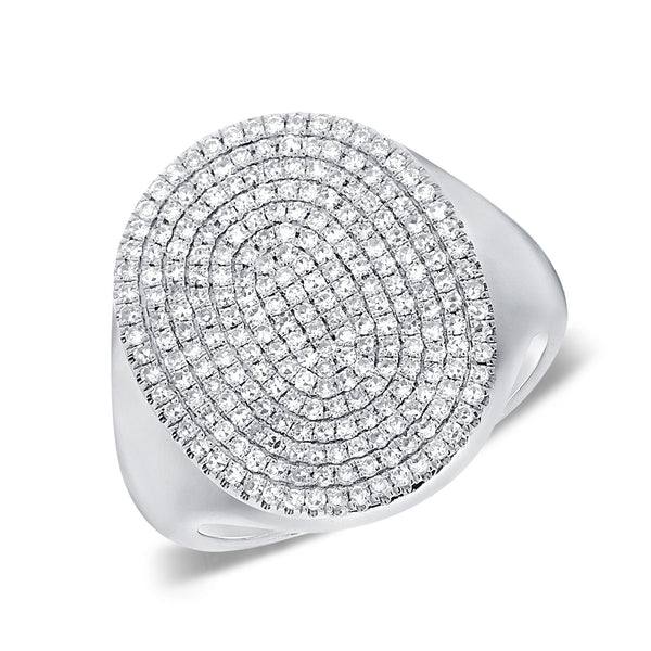 14K White Gold Diamond Pave Oval Ring