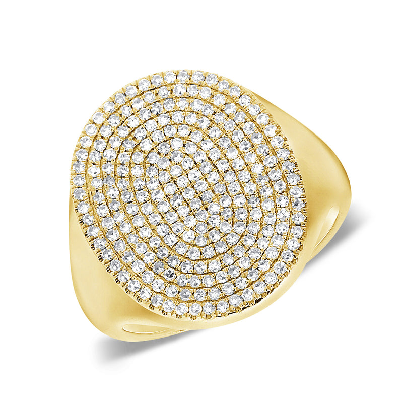 14K White Gold Diamond Pave Oval Ring