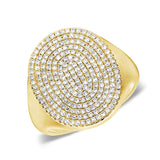 14K Yellow Gold Diamond Pave Oval Ring
