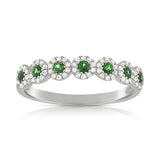 14K Rose Diamond Halo + Emerald Band-Rings-Maurice's Jewelers-WHITE GOLD-