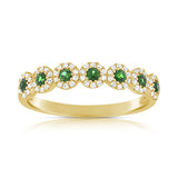 14K Rose Diamond Halo + Emerald Band-Rings-Maurice's Jewelers-YELLOW GOLD-