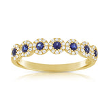 14K Rose Gold Diamond Halo + Sapphire Band