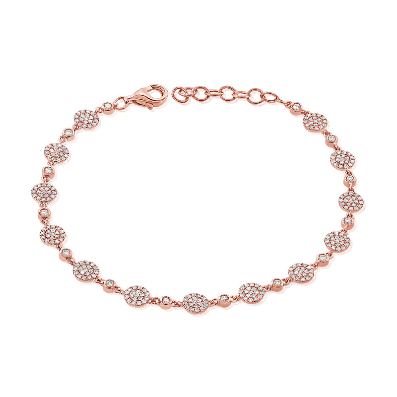 14K White Gold Diamond Pave Disc Bracelet