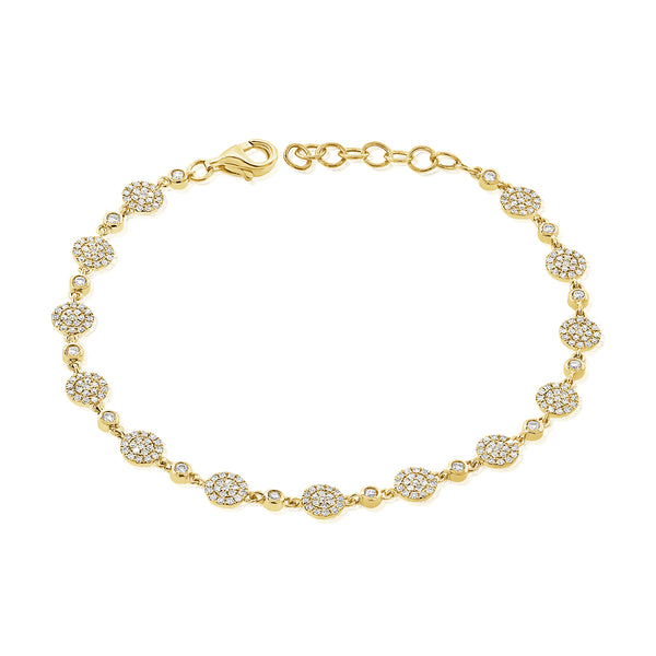 14K Yellow Gold Diamond Pave Disc Bracelet-Rings-aaron jewelry-YELLOW GOLD-
