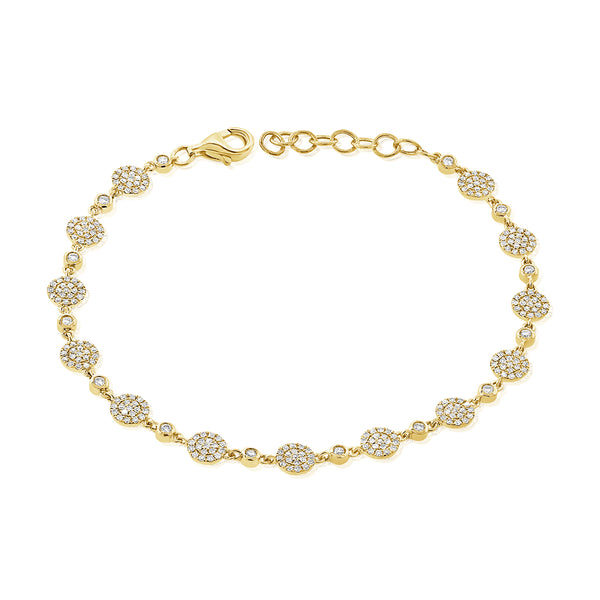 14K Yellow Gold Diamond Pave Disc Bracelet