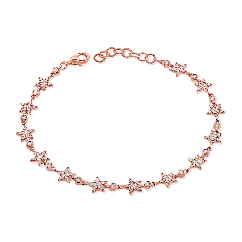 14K White Gold Diamond Star Bracelet-Bracelets-aaron jewelry-ROSE GOLD-