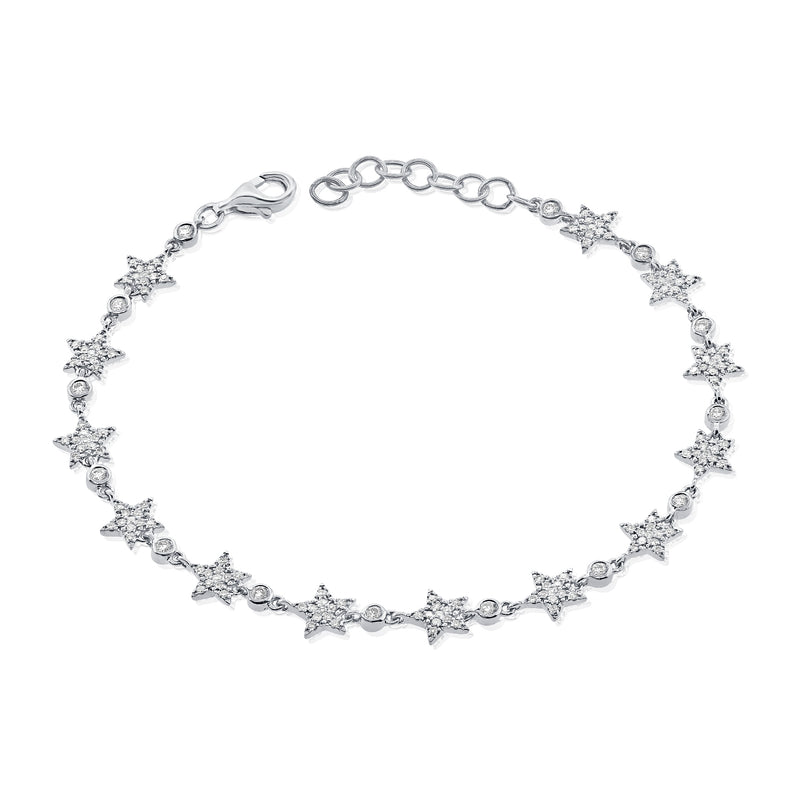 14K White Gold Diamond Star Bracelet-Bracelets-aaron jewelry-WHITE GOLD-