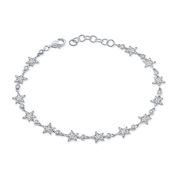 14K Yellow Gold Diamond Star Bracelet-Bracelets-aaron jewelry-WHITE GOLD-