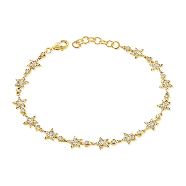 14K Yellow Gold Diamond Star Bracelet-Bracelets-aaron jewelry-YELLOW GOLD-