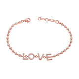 14K White Gold Diamond LOVE Bezel Bracelet-Bracelets-Maurice's Jewelers-ROSE GOLD-