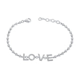14K White Gold Diamond LOVE Bezel Bracelet-Bracelets-Maurice's Jewelers-WHITE GOLD-