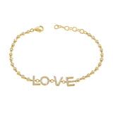 14K White Gold Diamond LOVE Bezel Bracelet-Bracelets-Maurice's Jewelers-YELLOW GOLD-