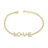 14K White Gold Diamond LOVE Bezel Bracelet