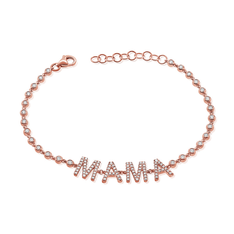 14K Rose Gold Diamond Mama Bezel Bracelet