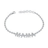 14K White Gold Diamond Mama Bezel Bracelet-Bracelets-Maurice's Jewelers-WHITE GOLD-