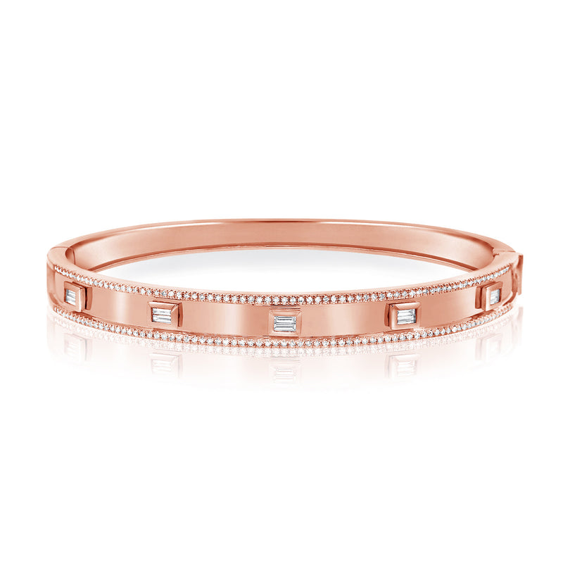 14K Rose Gold Diamond Hinged Bangle-Bracelets-Maurice's Jewelers-
