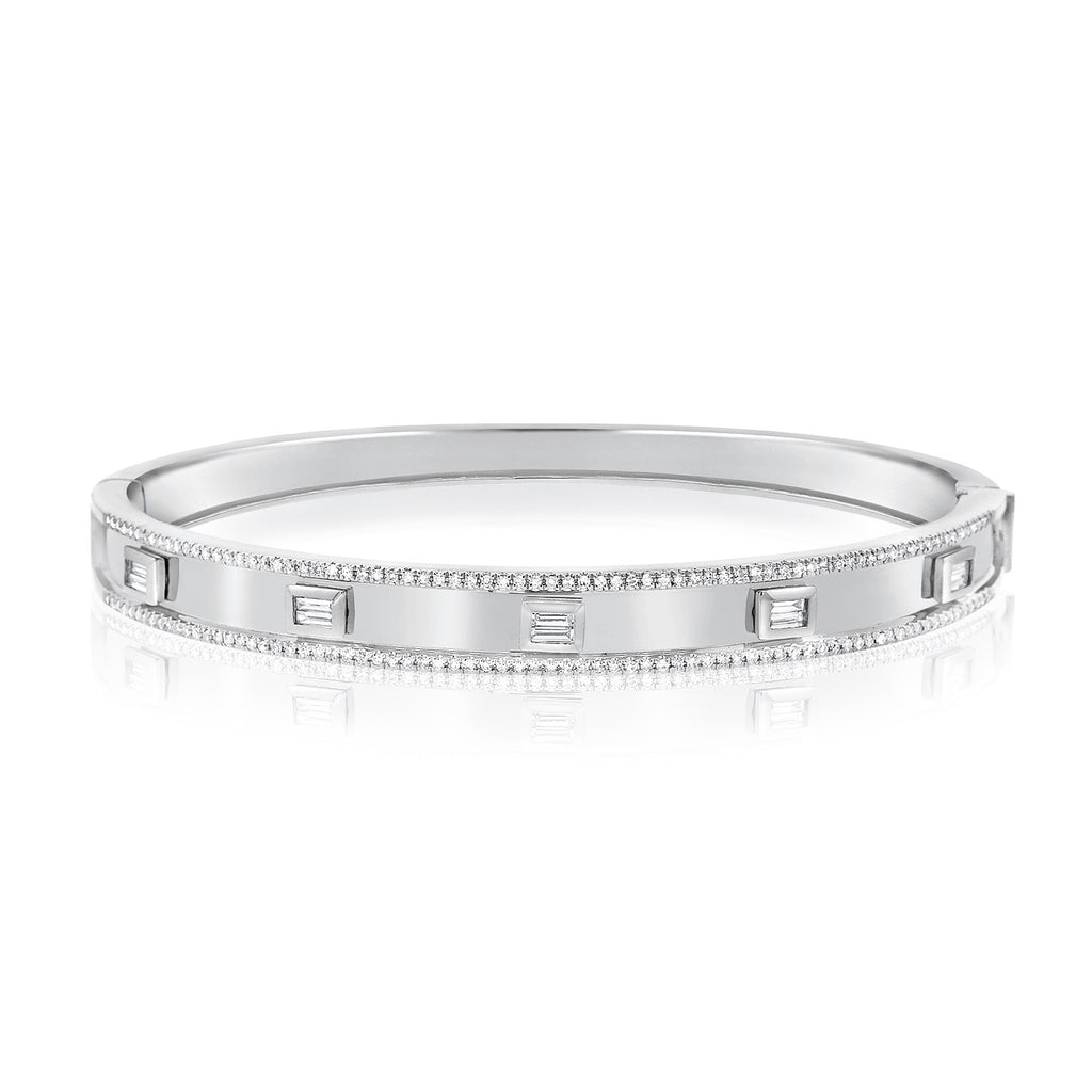 14K White Gold Diamond Hinged Bangle-Bracelets-Maurice's Jewelers-