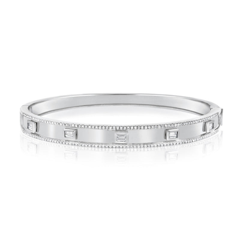 14K White Gold Diamond Hinged Bangle-Bracelets-Maurice's Jewelers-
