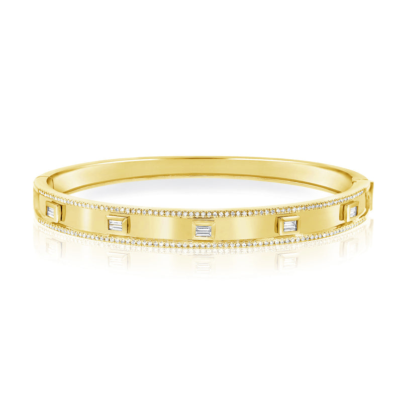 14K Yellow Gold Diamond Hinged Bangle-Bracelets-aaron jewelry-