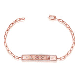 14K White Gold Diamond "Love" Bar Bracelet-Bracelets-Maurice's Jewelers-ROSE GOLD-