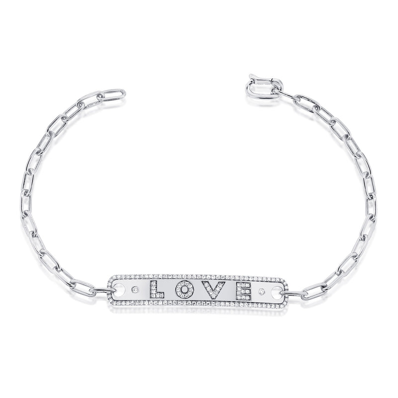 14K Yellow Gold Diamond "Love" Bar Bracelet
