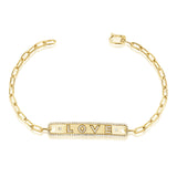 14K White Gold Diamond "Love" Bar Bracelet-Bracelets-Maurice's Jewelers-YELLOW GOLD-