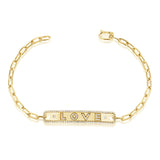 14K White Gold Diamond "Love" Bar Bracelet