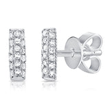14K White Gold Diamond Pave Mini Bar Earrings-EARRINGS-aaron jewelry-WHITE GOLD-