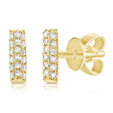 14K Yellow Gold Diamond Pave Mini Bar Earrings